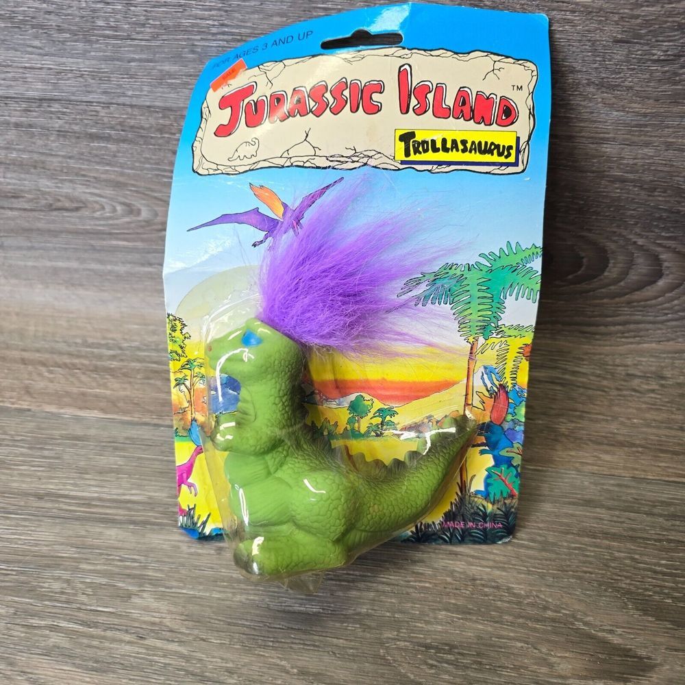 Vintage Troll Jurassic Island Trollasaurus 90s NIP‎ Sealed 3.5 in NOT MINT BOX